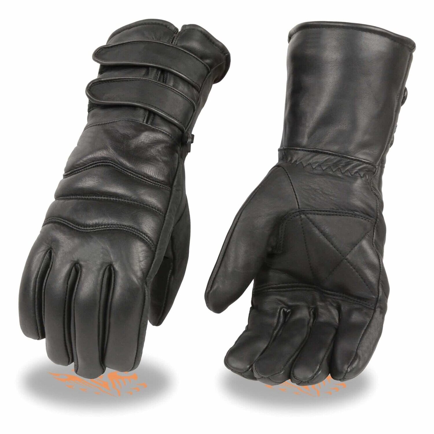 Men’s Leather Gauntlet Gloves w/ Long Double Strap Cuff
Brand : Milwaukee Leather