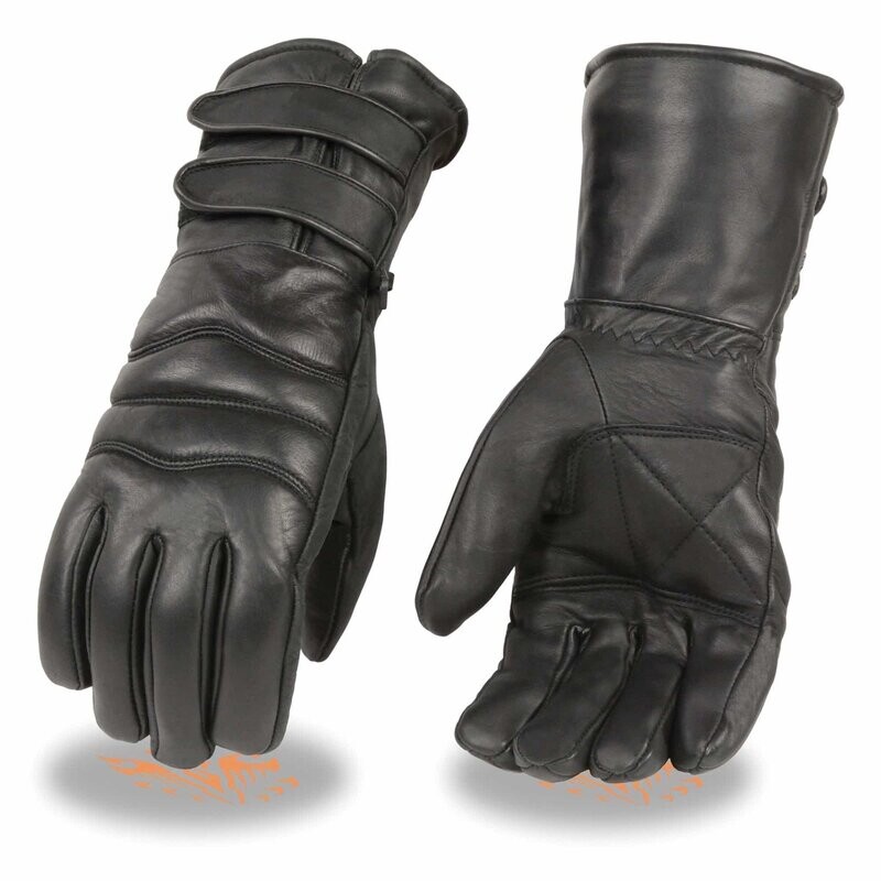 Men’s Leather Gauntlet Gloves w/ Long Double Strap Cuff
Brand : Milwaukee Leather