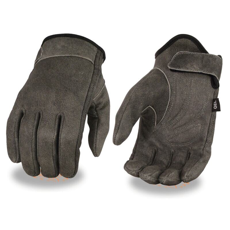 Men’s Distressed Gray Leather Gloves with Gel Palm & Wrist Strap
Brand : Milwaukee Leather