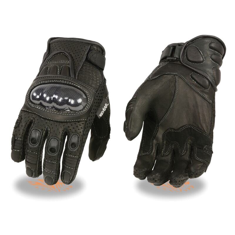 Men’s Leather Perforated Racing Gloves w/ Hard Knuckles
Brand : Milwaukee Leather