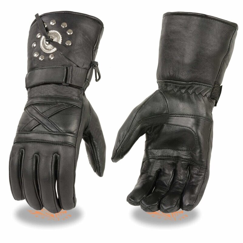 Men’s Leather Gauntlet Gloves w/ Studs & Concho’s
Brand : Milwaukee Leather