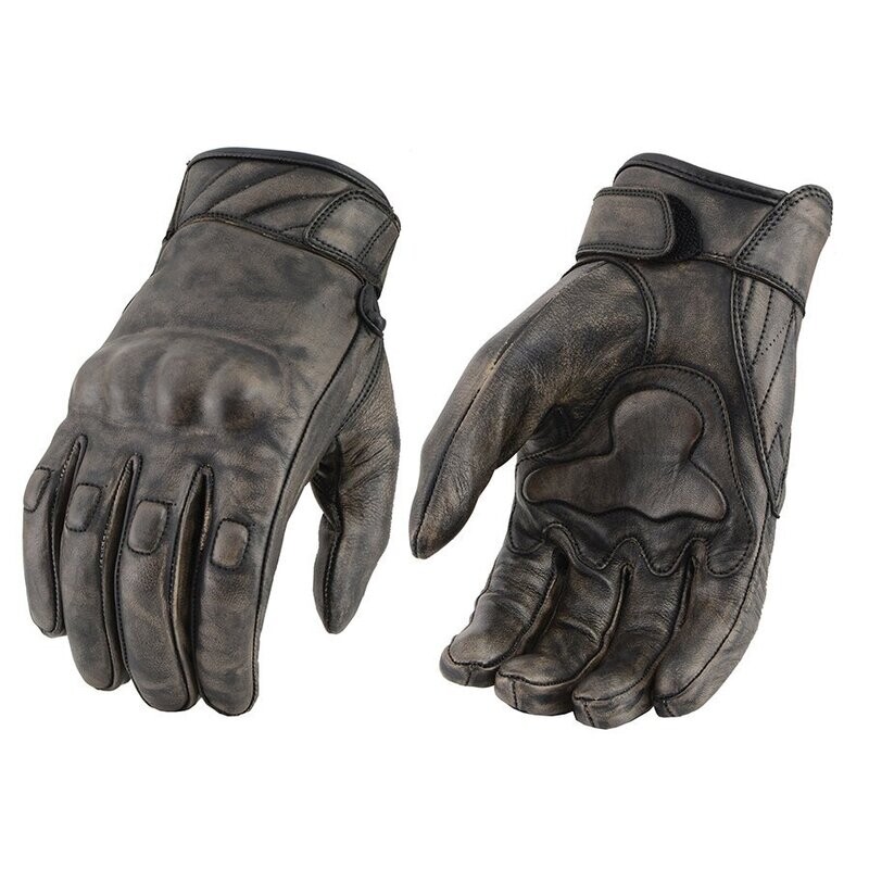 Men’s Distressed Brown Leather Gloves with Gel Palm and Knuckle Protectors
Brand : Milwaukee Leather