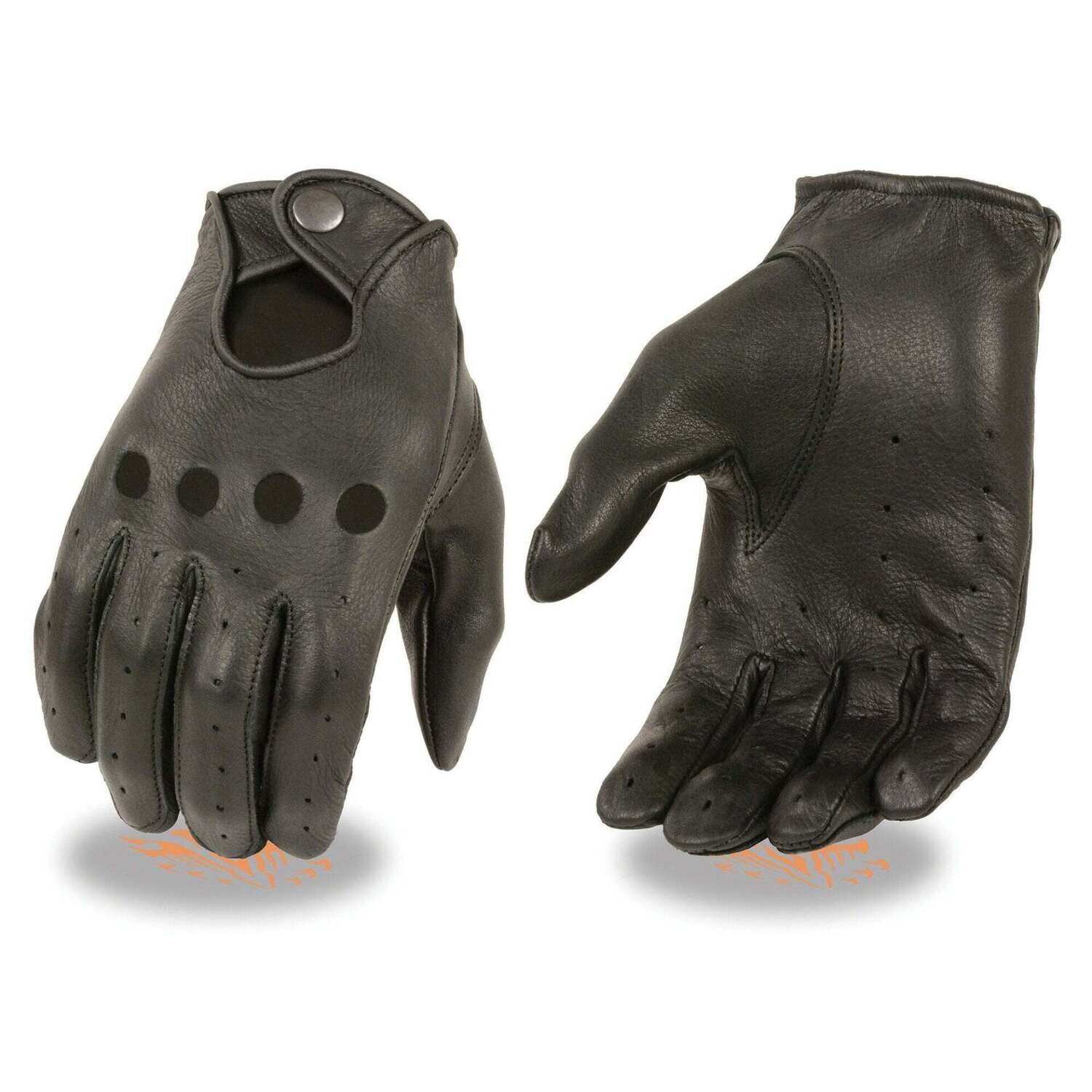 MILWAUKEE LEATHER MG7720 WOMEN'S BLACK LEATHER UNLINED PRO DRIVING GLOVES