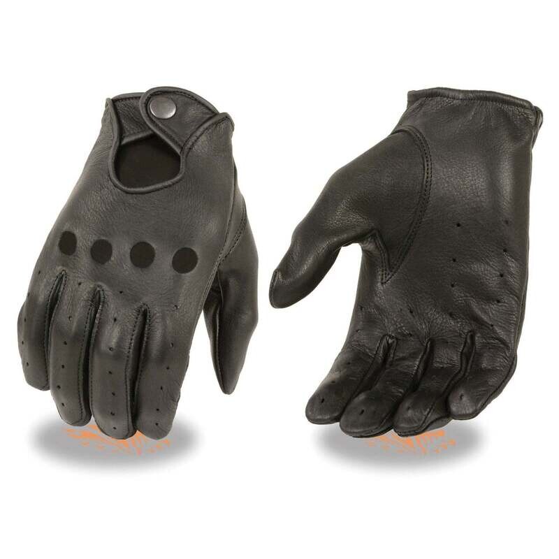 MILWAUKEE LEATHER MG7720 WOMEN'S BLACK LEATHER UNLINED PRO DRIVING GLOVES