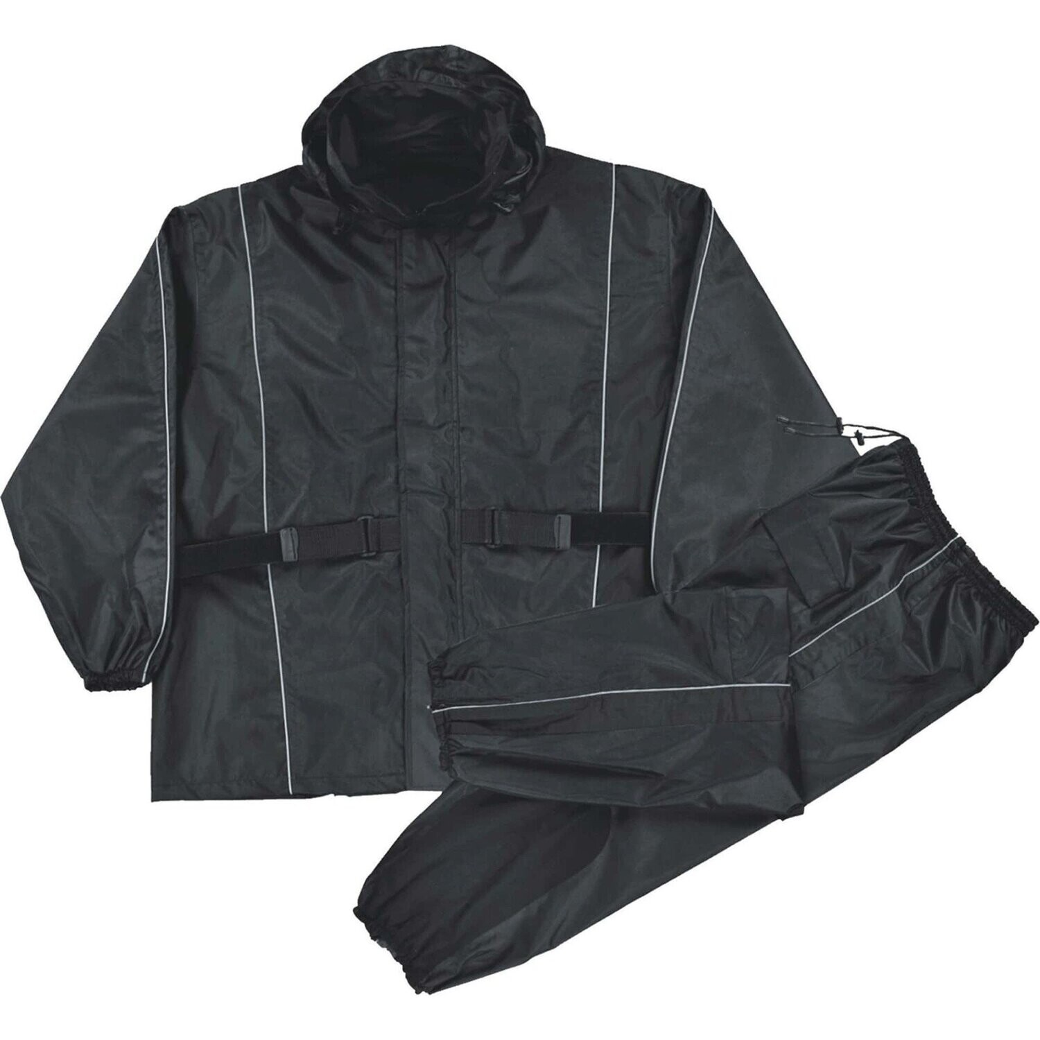 Women’s Black Waterproof Rain Suit w/ Reflective Piping & Heat Guard
Brand : Milwaukee Leather Performance Apparel