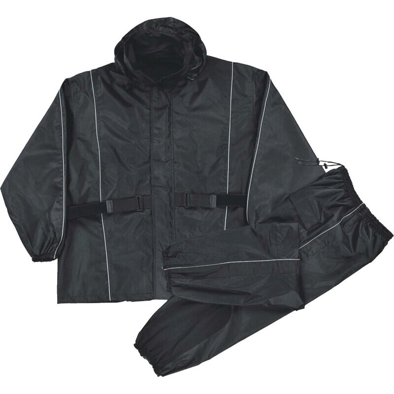 Women’s Black Waterproof Rain Suit w/ Reflective Piping & Heat Guard
Brand : Milwaukee Leather Performance Apparel