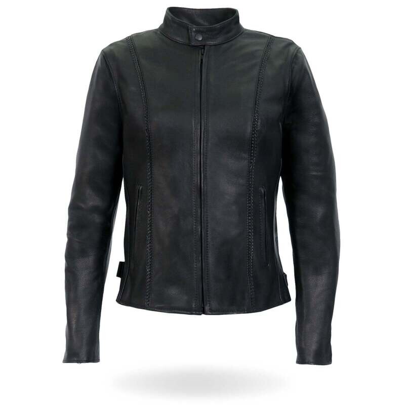 HOT LEATHERS JKL5002 USA MADE LADIES BRAIDED LEATHER MOTORCYCLE BIKER JACKET