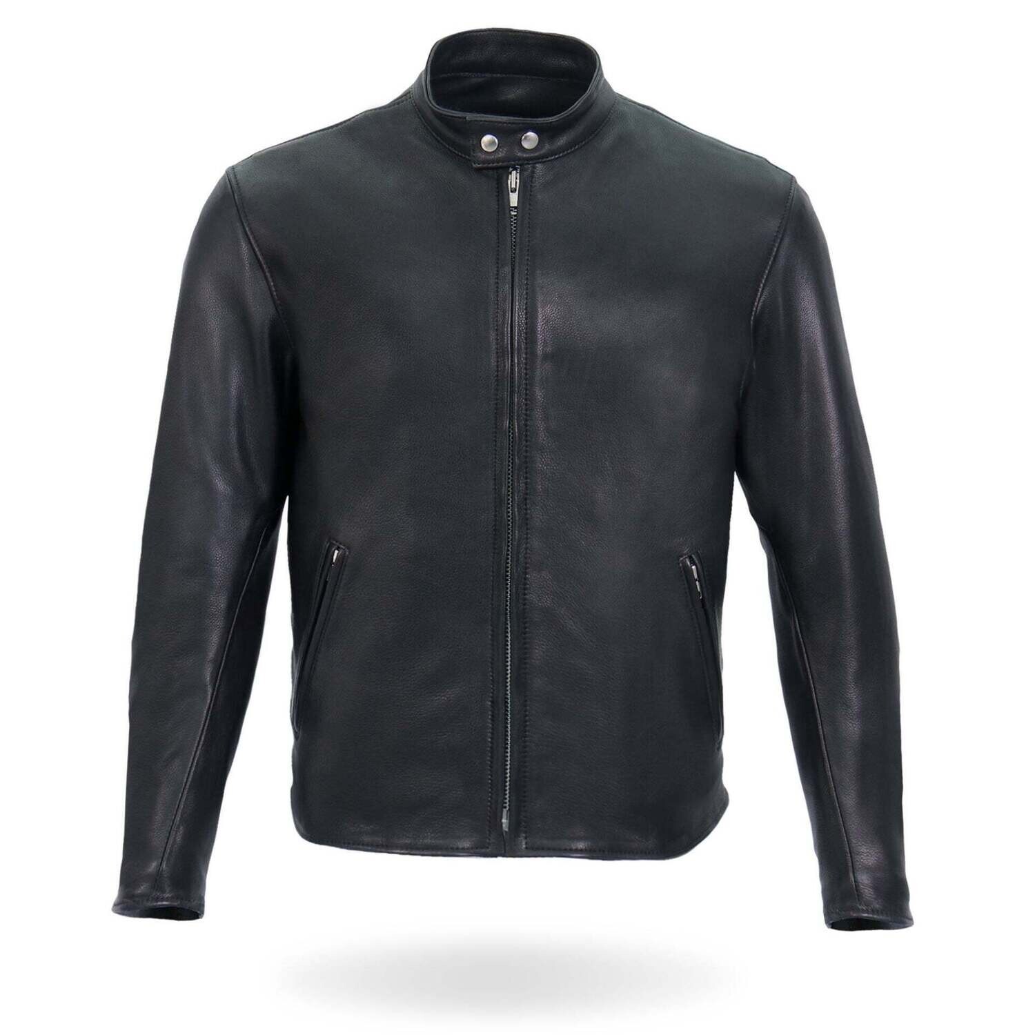 HOT LEATHERS JKM5006 USA MADE MEN'S BLACK LEATHER MOTORCYCLE BIKER JACKET
