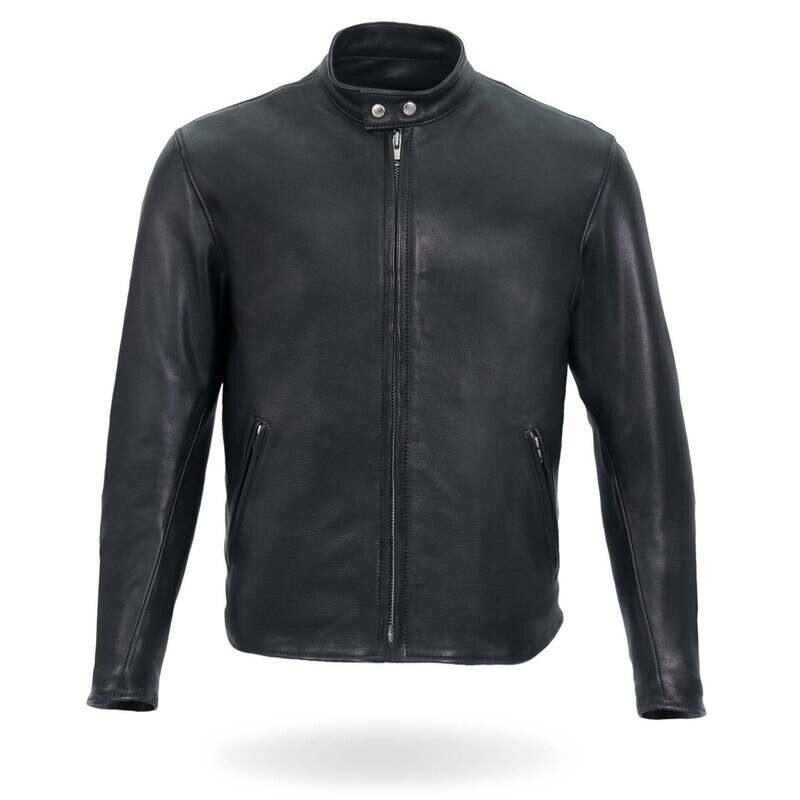 HOT LEATHERS JKM5006 USA MADE MEN'S BLACK LEATHER MOTORCYCLE BIKER JACKET