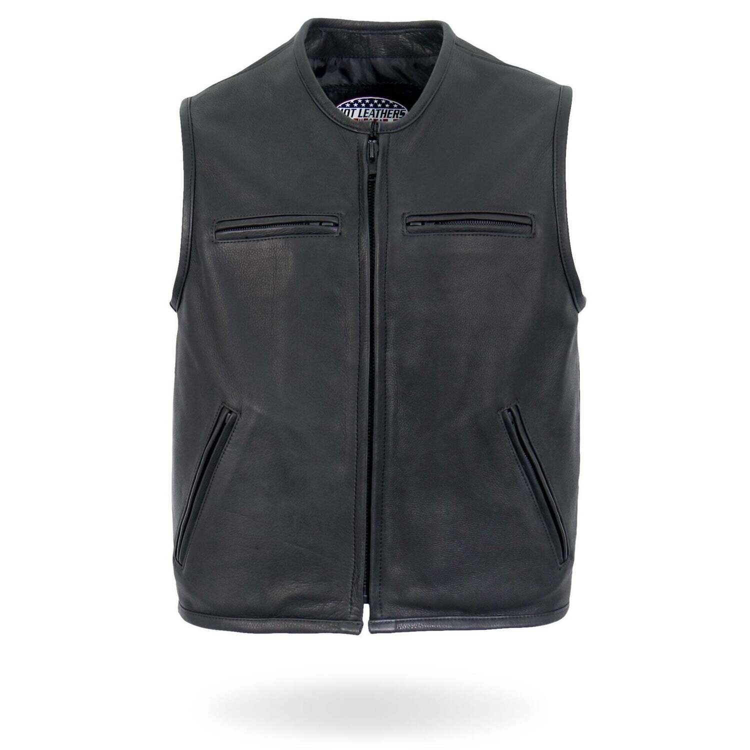 HOT LEATHERS VSM5001 MEN'S USA MADE PREMIUM STEERHIDE MOTORCYCLE LEATHER BIKER CLUB VEST WITH GUN POCKET