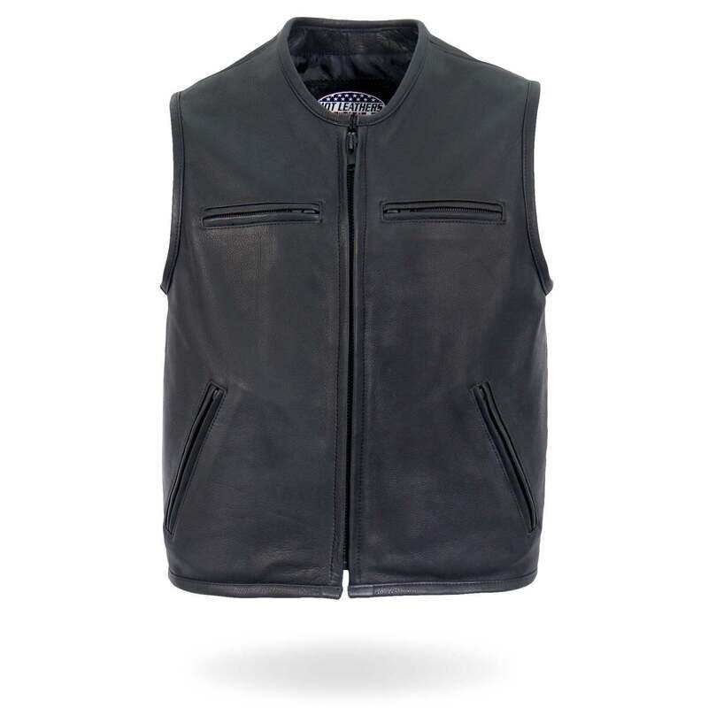 HOT LEATHERS VSM5001 MEN'S USA MADE PREMIUM STEERHIDE MOTORCYCLE LEATHER BIKER CLUB VEST WITH GUN POCKET