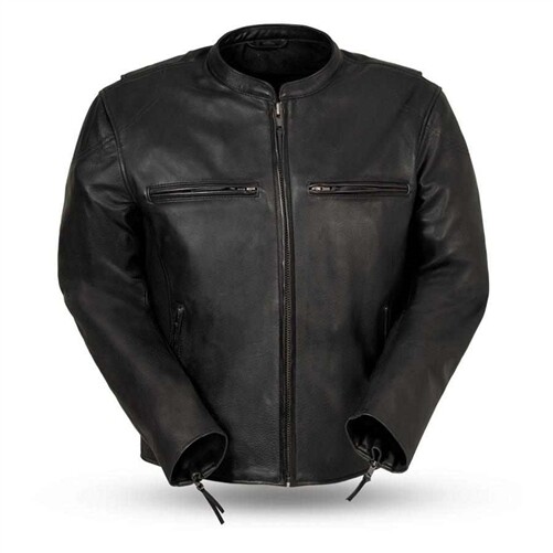 INDY - MEN'S MOTORCYCLE LEATHER JACKET (BLACK)