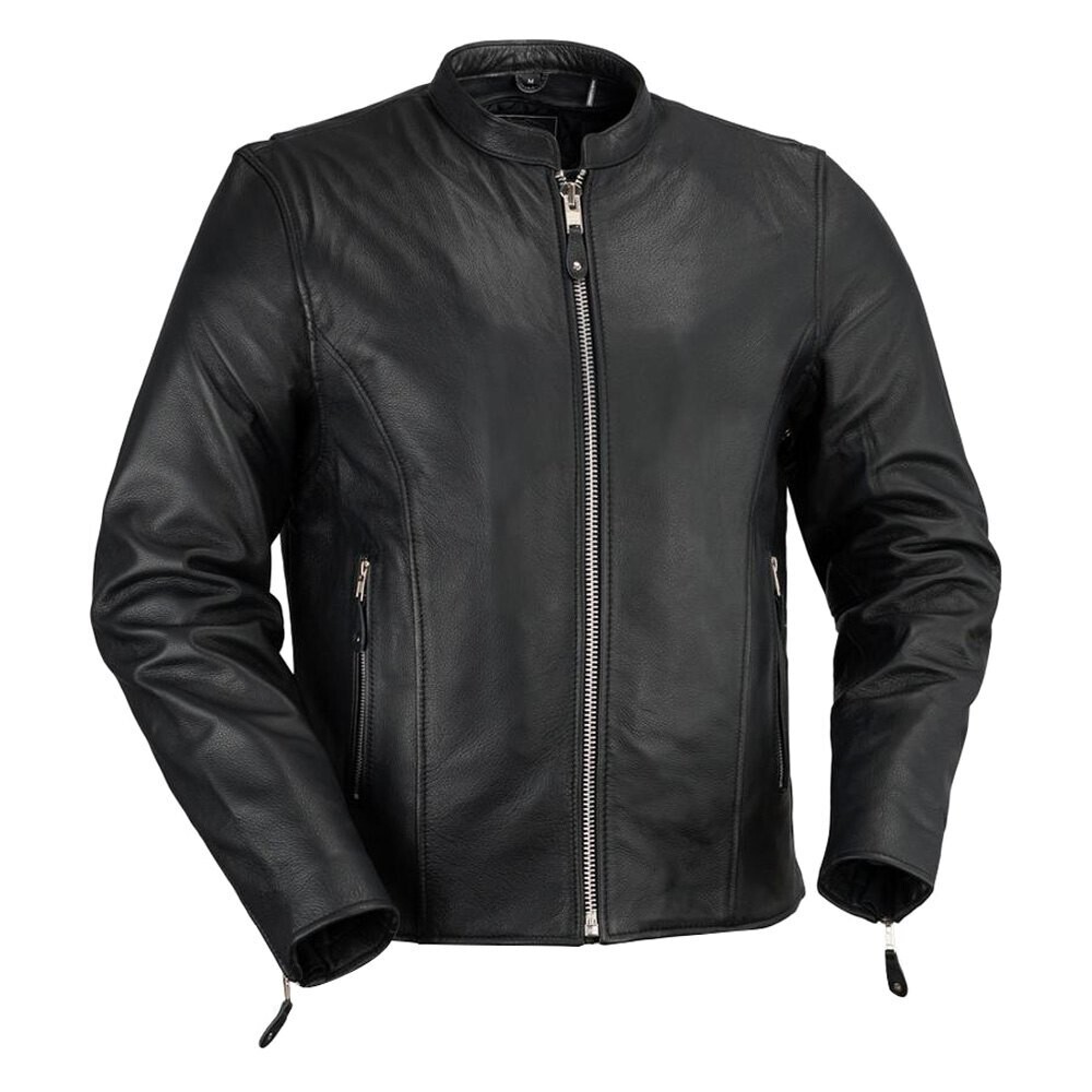 ACE - MEN'S MOTORCYCLE CLEAN CAFE STYLE LEATHER JACKET