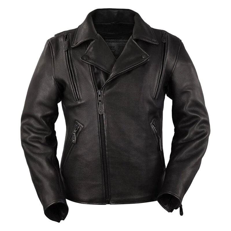 NIGHT RIDER - MEN'S MOTORCYCLE LEATHER JACKET BLACK