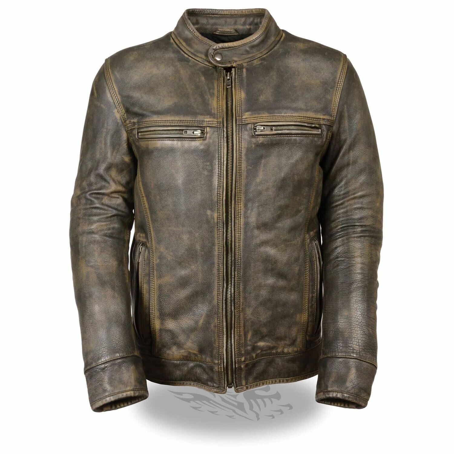 Men’s Brown Distressed Scooter Jacket w/ Venting