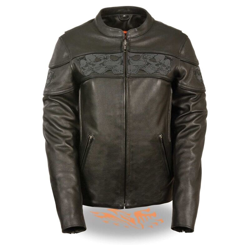 Women’s Crossover Scooter Jacket w/ Reflective Skulls
Brand : Milwaukee Leather