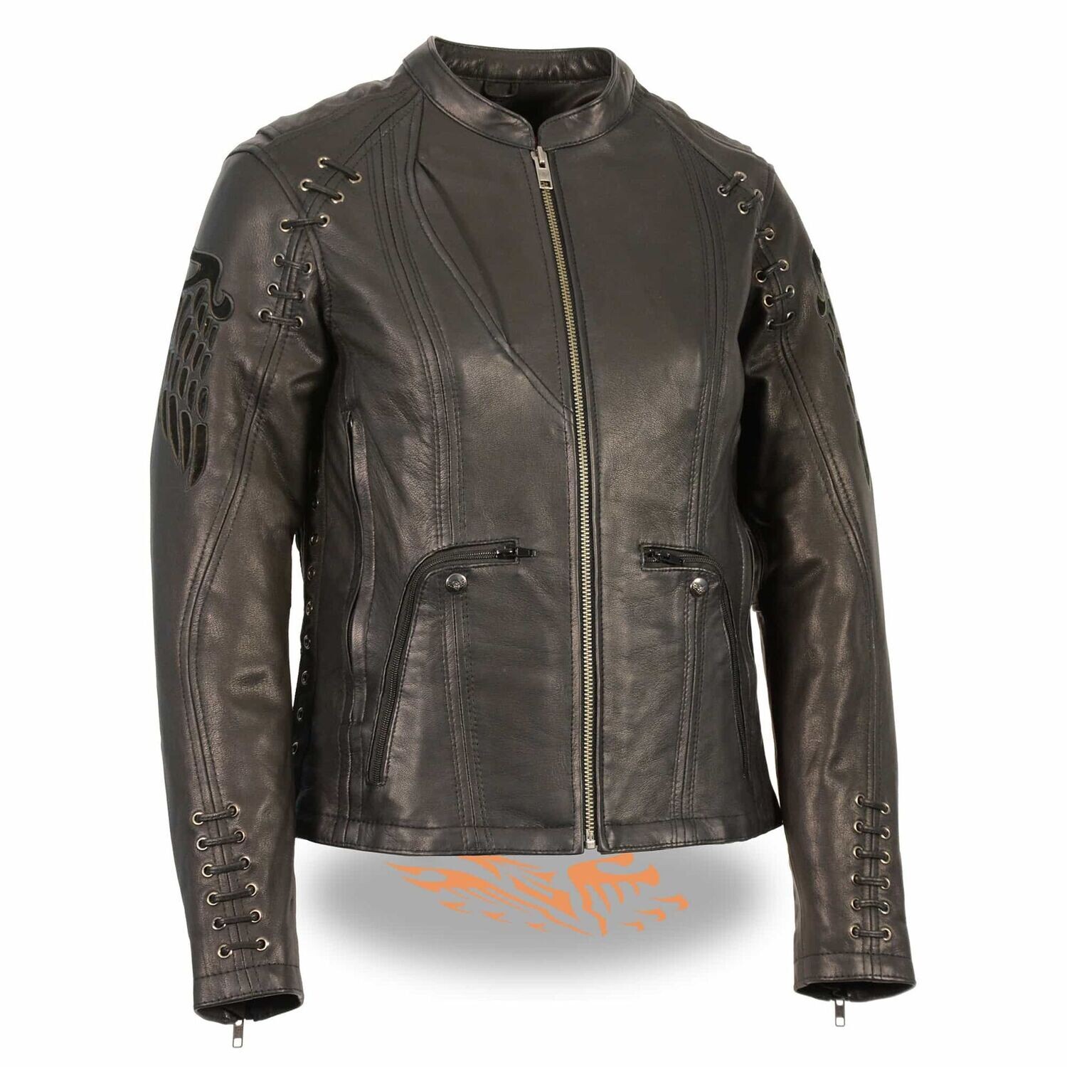 Women’s Lightweight Scuba Racer Jacket w/ Lace & Grommet Details
Brand : Milwaukee Leather