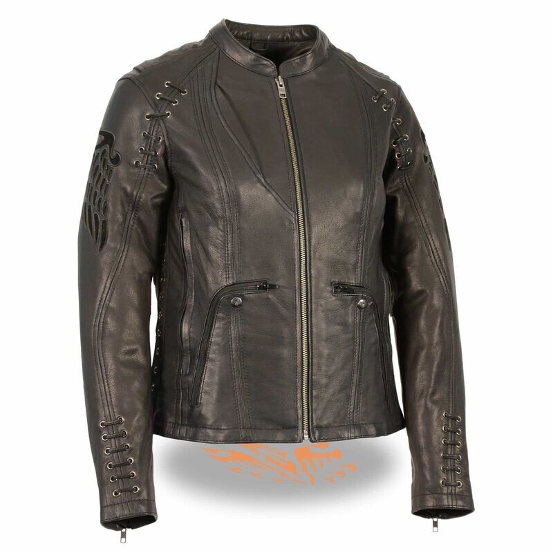 Women’s Lightweight Scuba Racer Jacket w/ Lace & Grommet Details
Brand : Milwaukee Leather