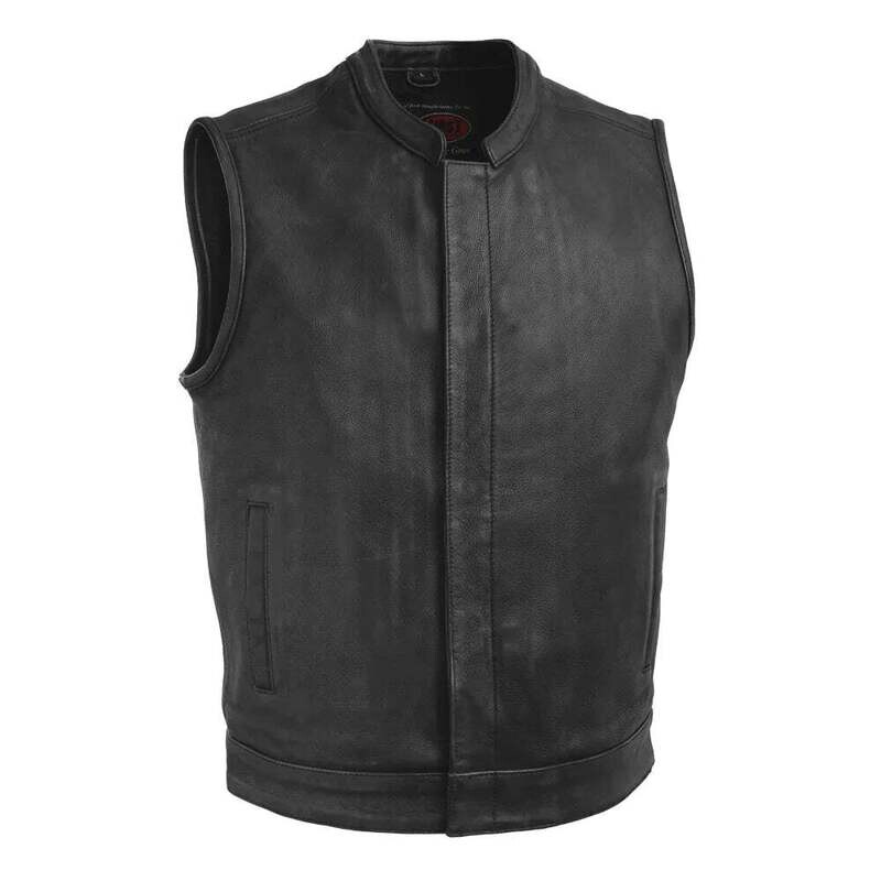 Top Rocker (Black) Motorcycle Leather Vest