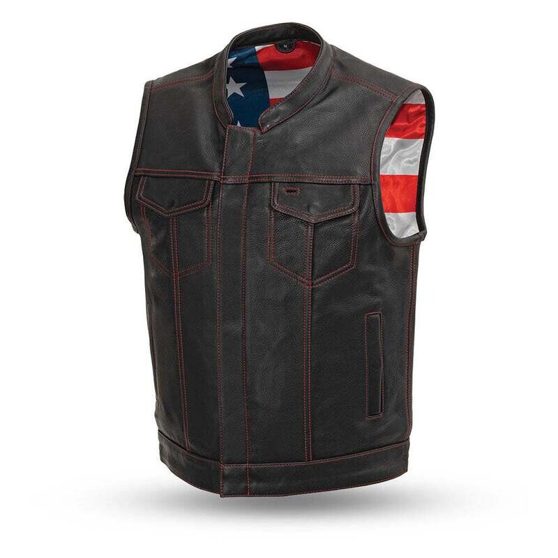Born Free (Red Stitch) Motorcycle Leather Vest