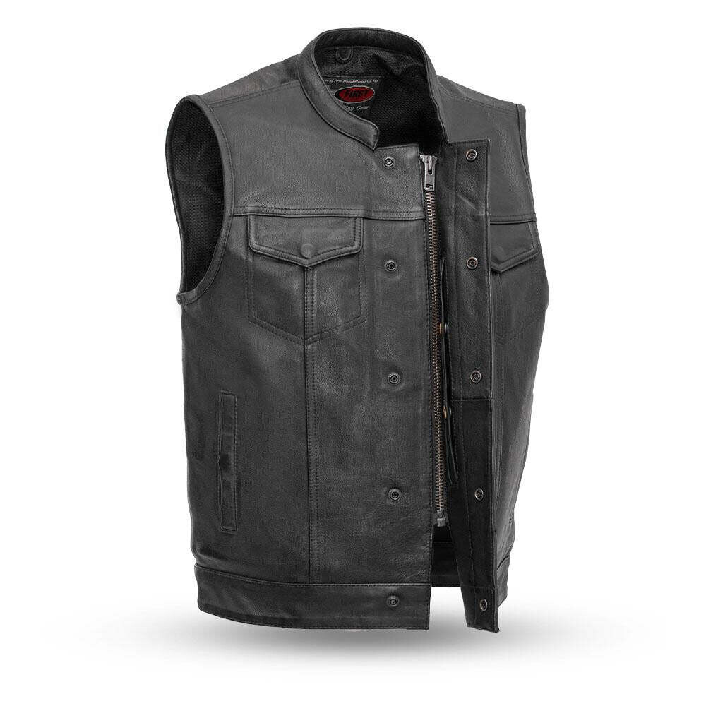 Sharp Shooter (Black) Motorcycle Leather Vest