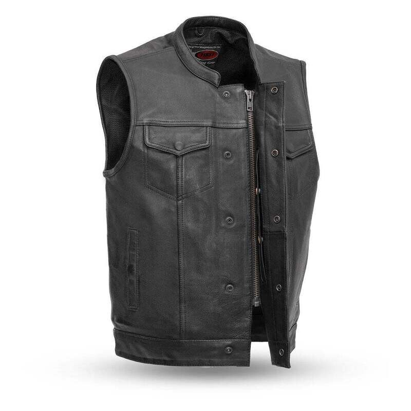 Sharp Shooter (Black) Motorcycle Leather Vest