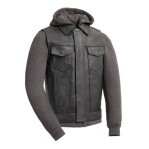 Kent Motorcycle Leather Vest gray hoodie