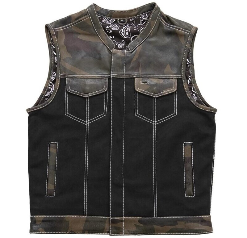 Infantry - Motorcycle Leather Canvas Vest