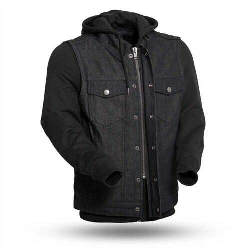 Rook - Motorcycle Denim Vest BLACK