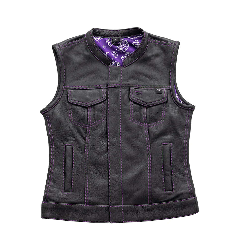 Jessica Purple - Women's Motorcycle Leather Vest (Limited Edition)