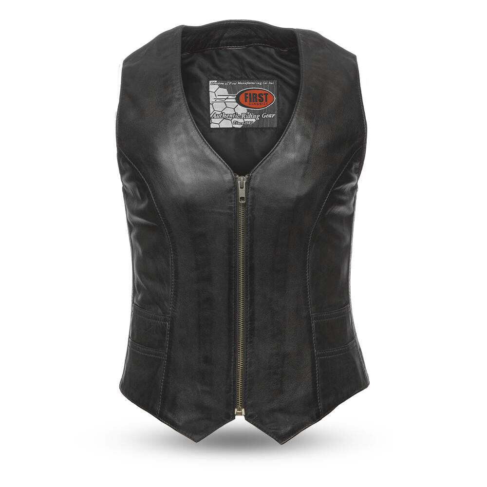 First MFG Ladies Front Zipper Leather Vest ( SAVANNAH ) FIL544SDM