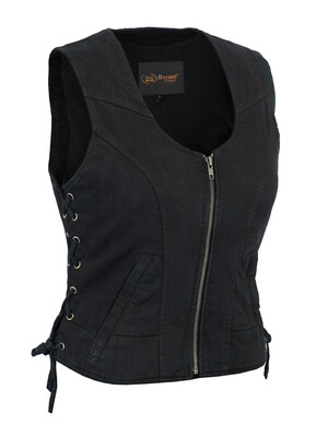 DM942BK WOMEN'S STYLISH BLACK DENIM VEST