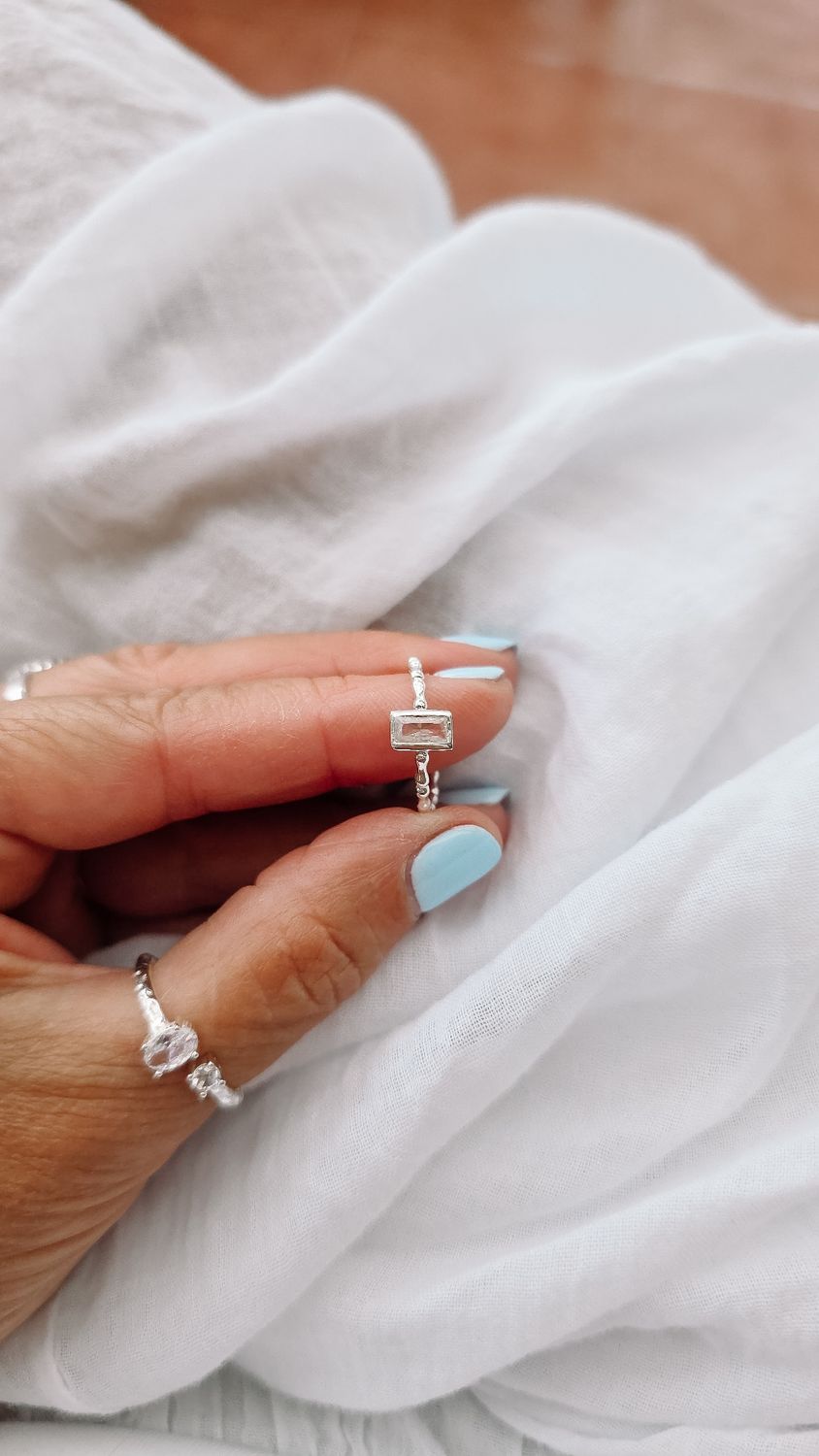 Anel Zircónia Retângular