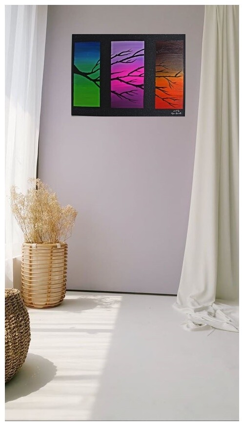 Tricolor csillámos akril  festmény 40x30