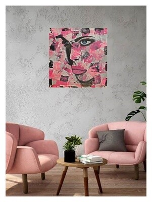 Pink-Rose-Grey  akril  festmény  50x50