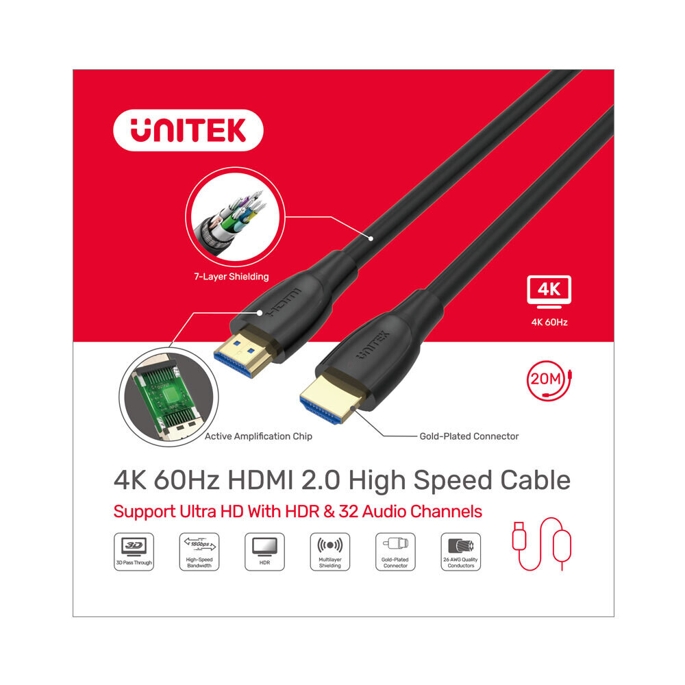 UNITEK 4K @60HZ HDMI2.0 CABLE (C11041BK)