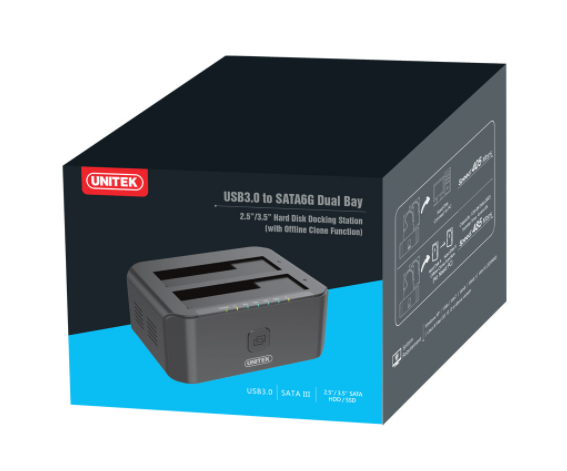 UNITEK USB3.0 DUAL 2.5"/3.5" SATA HDD/SSD OFFLINE CLONE DOCKING STATION