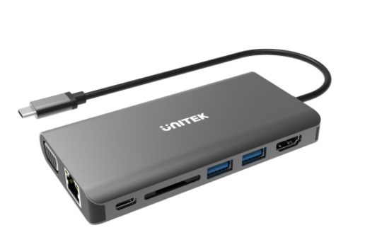 UNITEK USB3.1 TYPE-C 8-IN-1 PORT REPLICATOR WITH 100W PD (D1019A)