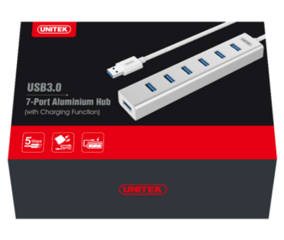 UNITEK 7-PORT USB3.0 ALUMINIUM HUB WITH BC1.2 CHARGING