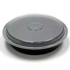 7"  Round Microwaveable Take Out Container Black 32 oz | 150pc Set