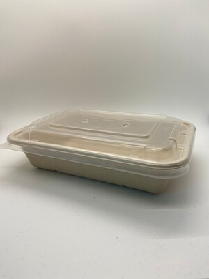 24 oz Compostable Rectangle Container Combo Set  with lid 150