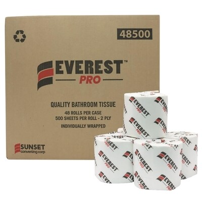 2 ply Toilet Tissue 48 Rolls- 500 Sheets per roll | Individually Wrapped