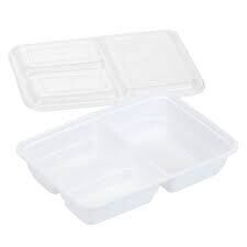 3 Compartment 30oz Takeout Containers with lid.