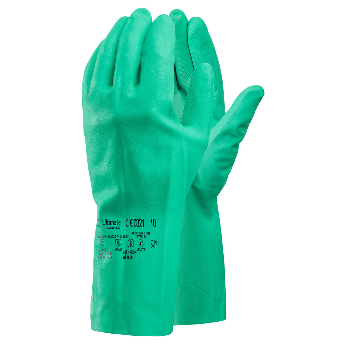 13" Long Green Nitrite Gloves Large