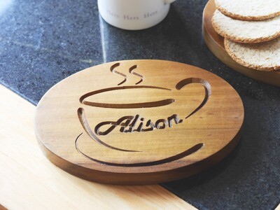 Personalised Wooden  Oval Coffee Coaster