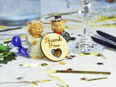 Personalised Wooden Thank you Favour - Wedding range