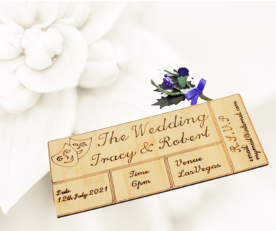 Personalised Wooden Wedding Ticket Large - Wedding Range