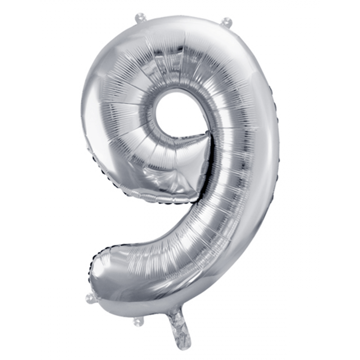 Folienballon XXL "Zahl 9 Silber" - 86 cm - gefüllt