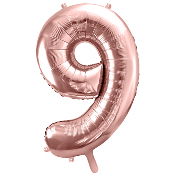Folienballon XXL "Zahl 9 Roségold" - 86 cm - gefüllt