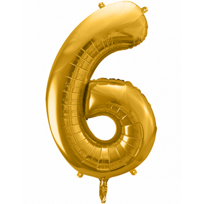 Folienballon XXL Folienballon XXL "Zahl 6 Gold" - 86 cm - gefüllt